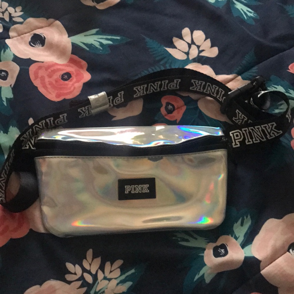 Pink holographic silver fanny pack